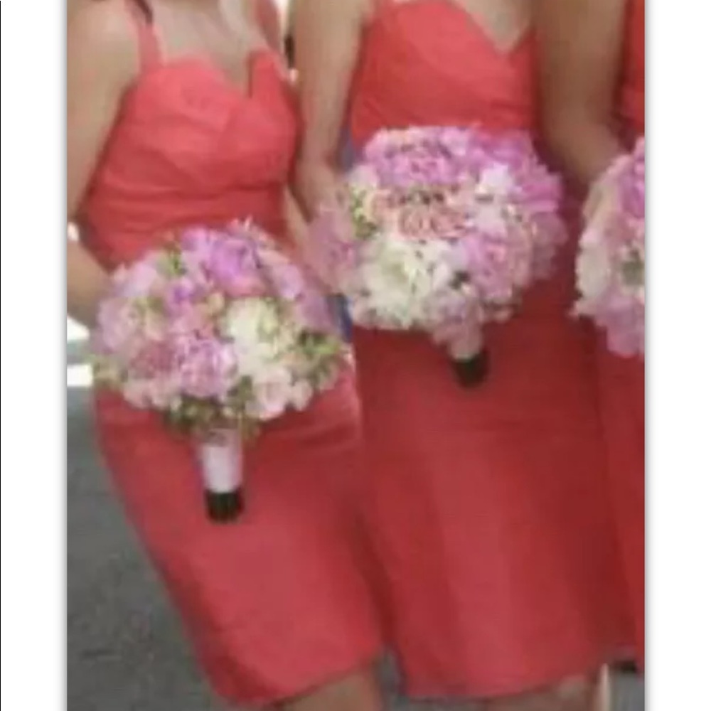 Vera Wang Maids Coral Silk Strap Dress